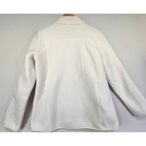 T By Talbots Womens Fleece Zip-Up Jacket Pockets Size M Ivory - Picture 10 of 11
